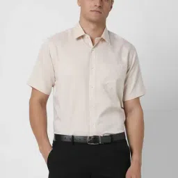 Van Heusen Ecru Solid Regular Fit Shirt-picture-11