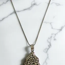 SAPRAA TRENDS Silver-Plated Contemporary Oxidised Pendants with Chains image 1
