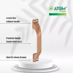 Atom Zinc Gold Glossy Finish Cabinet/Drawer Handle, CH-ZN-TWIST-RG-04-102 (Pack of 2) image 2