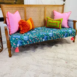 THROWPILLOW Green & Multicoloured Printed Polyester 1 Piece Sofa Cover-image-23