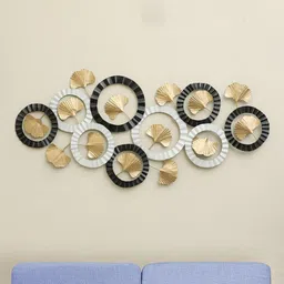 vedas Mystic Indiana Black & White Textured Metal Ginko Abstract Wall Decor-image-12