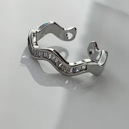 Piu Jewels Rhodium-Plated Stone-Studded Adjustable Finger Ring-picture-36