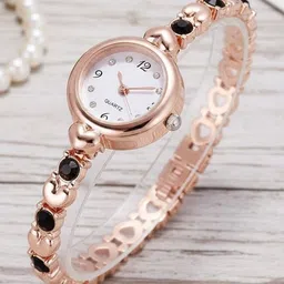 Moover Women Patterned Dial & Stainless Steel Bracelet Style Straps Analogue Watch DMN-BLK WHITE-j1 image 3