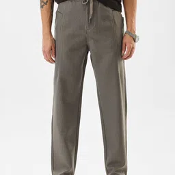 Snitch Men Textured Slim Fit Mid-Rise Trouser-image-70