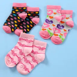 Supersox Cotton Ankle Length Socks Bow & Heart Design Pack of 3 - Multicolor-picture-11