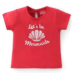 Babyhug Cotton Knit Half Sleeves Sea Shell Printed T-Shirt - Red-picture-13