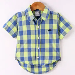 Simply Premium Cotton Half Sleeves Checks Shirt - Green-image-85