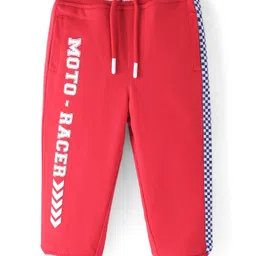 Babyhug Terry Knit Full Length Track Pant Text Print - Red-picture-31