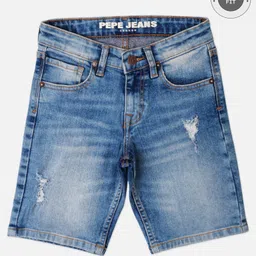 Pepe Jeans Above Knee Length Washed Distressed Shorts - Light Blue-picture-10