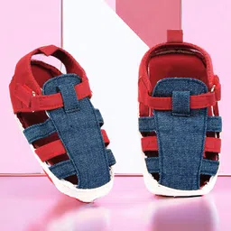 Baby Moo Denim Colour Blocked With Velcro Closure Anti Skid Sandals - Blue-picture-13