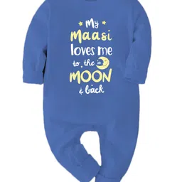 Zeezeezoo 100% Cotton Full Sleeves My Maasi Loves Me To The Moon & Back Text Printed Romper - Mid Blue-picture-35