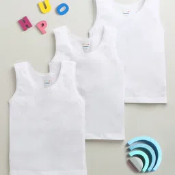 BUMZEE Cotton Knit Pack Of 3 Sleeveless Solid Slips - White-picture-26