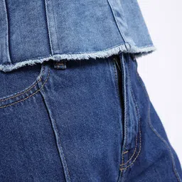 glitchez Worn-Out Edges Boxy Fit Denim Jacket image 2