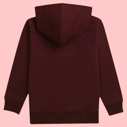 NUSYL Full Sleeves Astronaut & Unicorn Printed Hooded Sweatshirt - Burgundy image 3