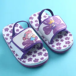Babyoye Princess & Floral Printed Flip Flops with Back Strap - Purple image 2