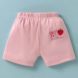 Ben Benny 100% Cotton Knit Above Knee Length Shorts with Bunny Carrot & Strawberry Print Pack of 2 - Pink & White image 2