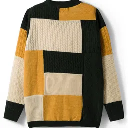 arias by lara dutta Arias Knitted Full Sleeves Pullover Sweater With Color Block Design - Multicolor image 2