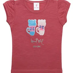 Lei-Chie Cotton Short Sleeves Cats Printed Tee - Pink image 4