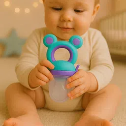 Badal Kidz Presents combo of 2 includes 1 Standing Fruit Teether and 1 Mickey Fruit Feeder - Orange, Purple image 4
