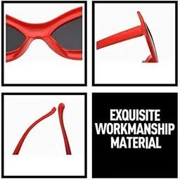 SPADEACES Unisex Kids Black Lens & Red Rectangle Sunglasses with image 3