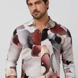 Mufti Men Spread Collar Abstract Printed Cotton Slim Fit Casual Shirt-picture-30