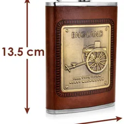 protos England Stainless Steel Hip Stitched Leather Stainless Steel Hip Flask image 3