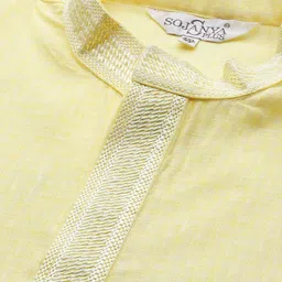 SOJANYA PLUS Size Men Solid Yellow Pure Cotton Kurta with Churidar image 2