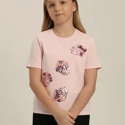 VERO MODA GIRL Blushing Bride Cotton Embellished T-Shirt-image-88