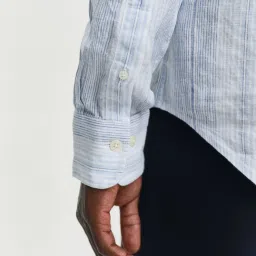 Gant Men Blue Striped Button-Down Collar Full Sleeves Shirt image 5