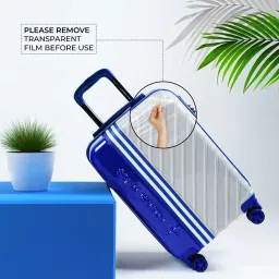 Nasher Miles Blue & Silver Vegas Color Block Small Hard Sided Cabin Trolley image 5