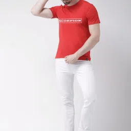 Friskers Red Cotton Slim Fit Printed T-Shirt image 5