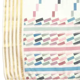 Silk Land Multi Silk Blend Block Print Saree With Unstiched Blouse image 5