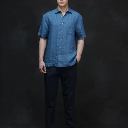 Rare Rabbit Blue Regular Fit Solid Shirt image 5