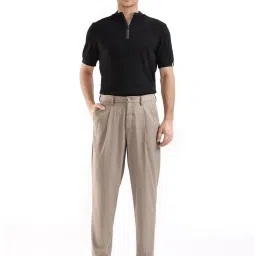 Rare Rabbit Beige Relaxed Fit Solid Trousers image 5