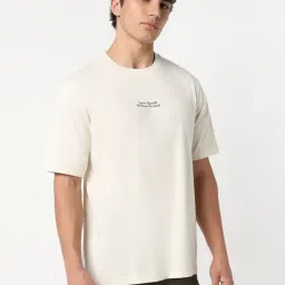 R&B Cream Cotton Relaxed Fit Printed T-Shirt image 4