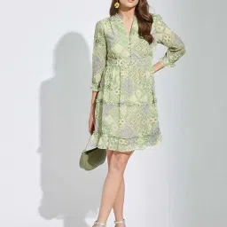 Latin Quarters Green Regular Fit Printed Dress image 5