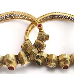 Priyaasi Artificial Stones Gold Plated Set of 2 Bangle Set image 5