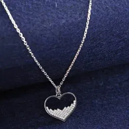 Clara 925 Silver Platinum Plated Swiss Zirconia Cuore Heart Pendant Chain Necklace Gift for Women-image-51