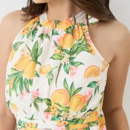 Globus White & Yellow Flare Fit Floral Print Jumpsuit image 5