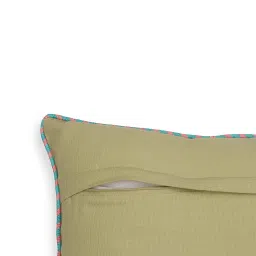 Pure Home and Living Green Velvet Embroidered Rectangle Cushion image 5