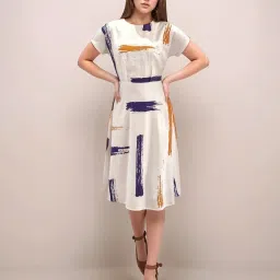 Zink London White Fitted Printed Dress image 5