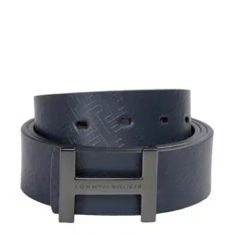 TOMMY HILFIGER Navy Leather Reversible Belt For Men-picture-16