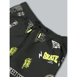 Plum Tree Boys Black Cotton Printed Joggers image 4