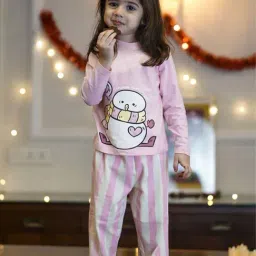 Nap Chief Girls Pink Cotton Character Based Full Sleeves Night Suits-image-46