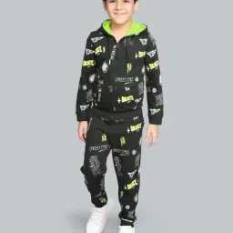 Plum Tree Boys Black Cotton Printed Joggers-image-86