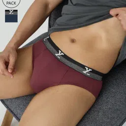 XYXX Brick Red & Dark Blue Cotton Briefs - Pack of 2-image-47