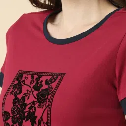 Allen Solly Red Cotton Regular Fit Printed T-Shirt image 5