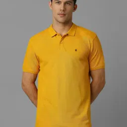 Louis Philippe Yellow Cotton Slim Fit Polo T-Shirt-picture-38