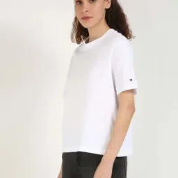 Tommy Hilfiger Optic White Cotton Relaxed Fit T-Shirt image 5