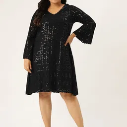 theRebelinme Plus Size Embellished Fit And Flare Midi Dress-image-1